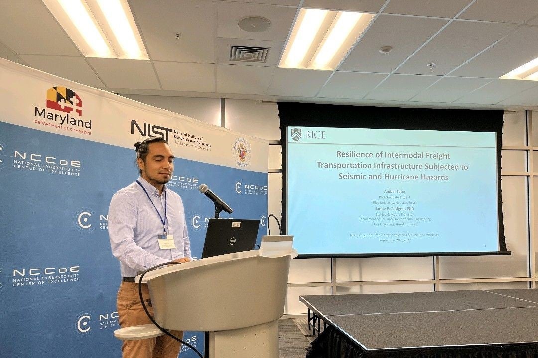 Anibal presenting at NIST workshop on "Transportation Systems and Functional Recovery"
