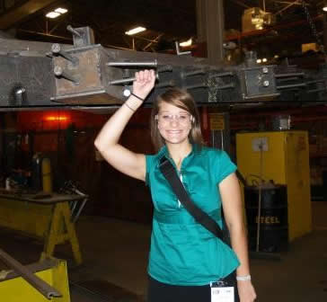 Emily with bridge expansion joint at WBA (2010)