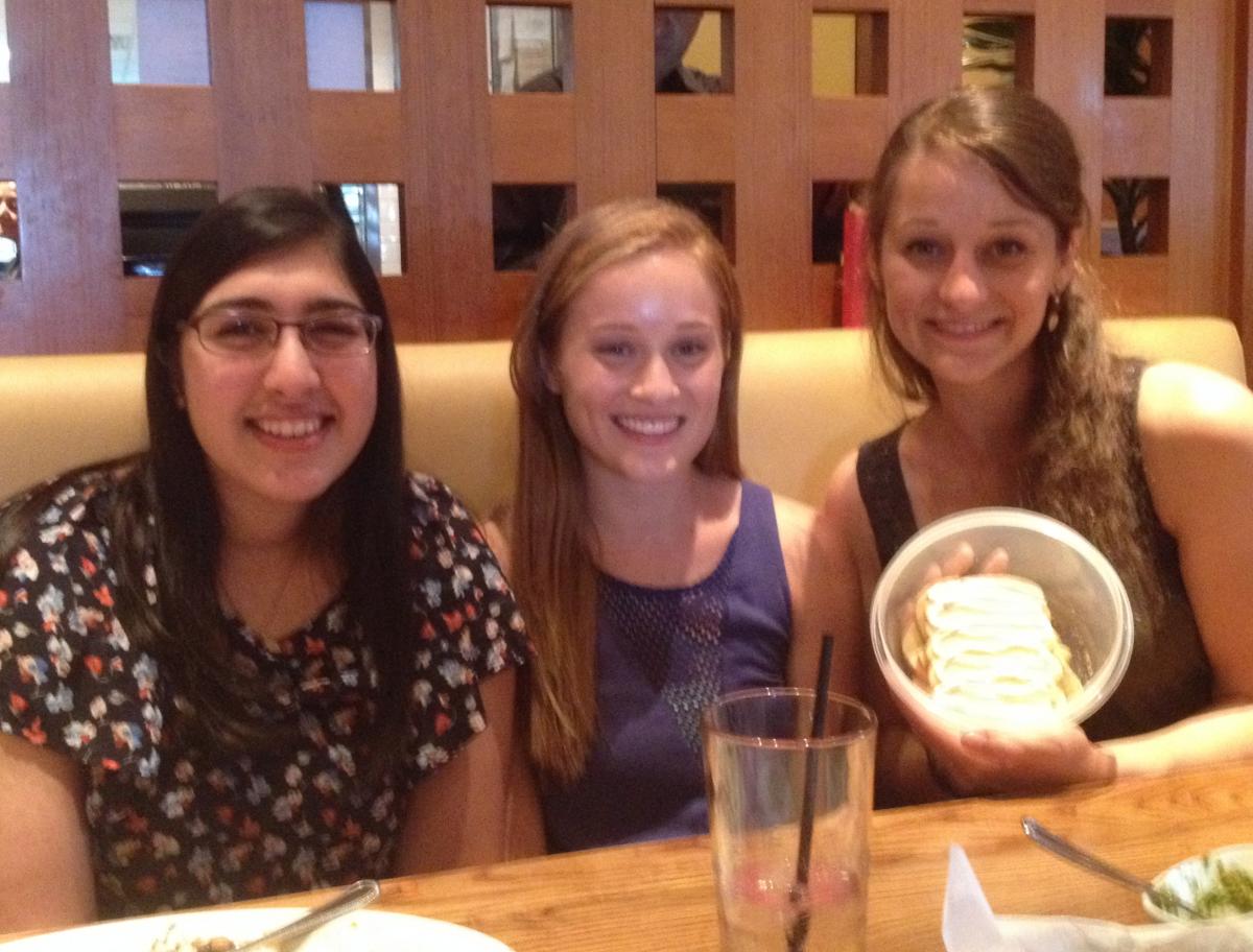 Jinal, Julianne & Emily with SMA Cookies at Grad Dinner (2014)	
